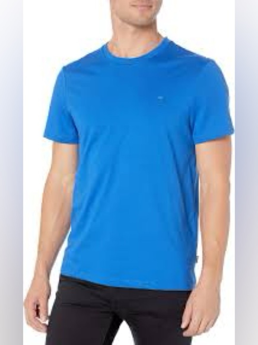 Calvin Klein Liquid Touch Blue Crewneck T-Shirt with Logo